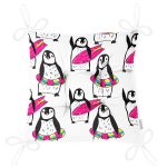 Penguen Desenli Dijital Baskılı Özel Tasarım Modern Pofuduk Sandalye Minderi Realhomes