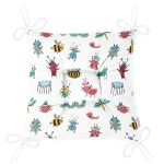 - Web - Realhomes  Sevimli Böcekler Temalı Dijital Baskılı Özel Tasarım Modern Pofuduk Sandalye Minderi Realhomes