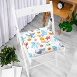 - Cartoon sea animals pattern - Realhomes Deniz Canlıları Motifli Dijital Baskılı Özel Tasarım Modern Pofuduk Sandalye Minderi Realhomes