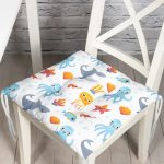- Cartoon sea animals pattern - Realhomes Deniz Canlıları Motifli Dijital Baskılı Özel Tasarım Modern Pofuduk Sandalye Minderi Realhomes