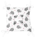 - Print - Realhomes  Gri Fil Desenli Dijital Baskılı Özel Tasarım Modern Pofuduk Sandalye Minderi Realhomes