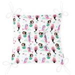 - Seamless background with cute mermaids - Realhomes Deniz Kızı Motifli Dijital Baskılı Özel Tasarım Modern Pofuduk Sandalye Minderi Realhomes