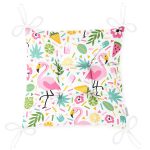 Pembe Flamingo Motifli Dijital Baskılı Özel Tasarım Modern Pofuduk Sandalye Minderi Realhomes