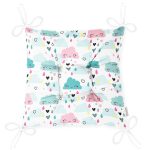 Mavi Pembe Yağmur Bulutları Desenli Dijital Baskılı Özel Tasarım Modern Pofuduk Sandalye Minderi Realhomes