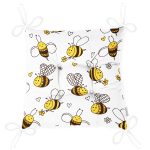 - Печать - Realhomes Sevimli Arı Motifli Dijital Baskılı Özel Tasarım Modern Pofuduk Sandalye Minderi Realhomes