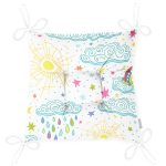 Gökyüzü Bulut Ve Yıldızlar Desenli Dijital Baskılı Özel Tasarım Modern Pofuduk Sandalye Minderi Realhomes