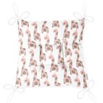 - Печать - Realhomes Sevimli Zürafa Temalı Dijital Baskılı Özel Tasarım Modern Pofuduk Sandalye Minderi Realhomes