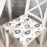 Atkılı Penguen Motifli Dijital Baskılı Özel Tasarım Modern Pofuduk Sandalye Minderi Realhomes