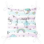 - Печать - Realhomes Unicorn Ve Gökkuşağı Desenli Dijital Baskılı Özel Tasarım Modern Pofuduk Sandalye Minderi Realhomes
