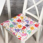 Rengarenk Fil Desenli Dijital Baskılı Özel Tasarım Modern Pofuduk Sandalye Minderi Realhomes