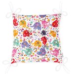 Rengarenk Fil Desenli Dijital Baskılı Özel Tasarım Modern Pofuduk Sandalye Minderi Realhomes