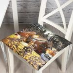 Karlı Ev Manzarası Dijital Baskılı Modern Modern Pofuduk Sandalye Minderi Realhomes