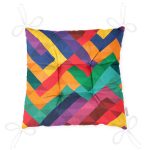 Renkli Geometrik Desenli Dijital Baskılı Pofuduk Sandalye Minderi Realhomes