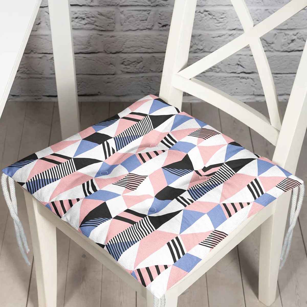 Modern Geometrik Desenli Dijital Baskılı Pofuduk Sandalye Minderi Realhomes