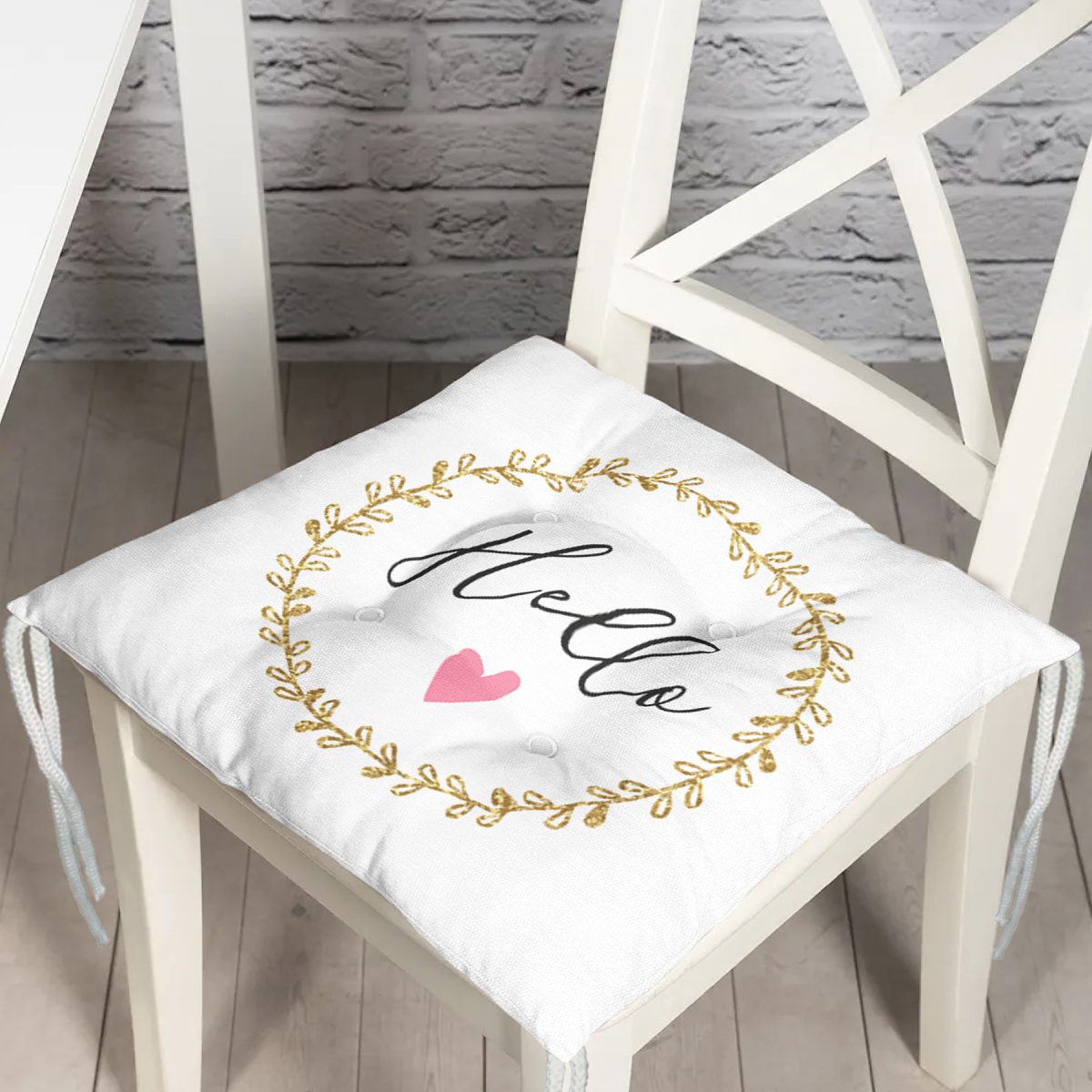 Hello Yaldız Desenli Dijital Baskılı Modern Pofuduk Sandalye Minderi Realhomes
