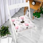 - Pofi-2146-Gorsel-1 - Realhomes Realhomes Pembe Zeminli Kuğu Resimli Dijital Baskılı Modern Pofuduk Sandalye Minderi Realhomes