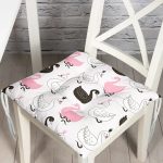 - Pofi-2146-Gorsel - Realhomes Realhomes Pembe Zeminli Kuğu Resimli Dijital Baskılı Modern Pofuduk Sandalye Minderi Realhomes