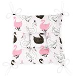 - Pofi-2146-Gorsel-2 - Realhomes Realhomes Pembe Zeminli Kuğu Resimli Dijital Baskılı Modern Pofuduk Sandalye Minderi Realhomes