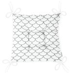 Gri Geometrik Desenli Dijital Baskılı Modern Pofuduk Sandalye Minderi Realhomes