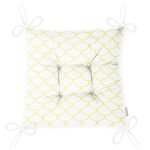 Sarı Geometrik Desenli Dijital Baskılı Modern Pofuduk Sandalye Minderi Realhomes