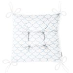 Açık Mavi Geometrik Desenli Dijital Baskılı Pofuduk Sandalye Minderi Realhomes