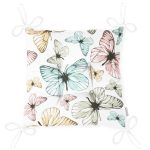 Renkli Kelebek Temalı Dijital Baskılı Modern Pofuduk Sandalye Minderi Realhomes