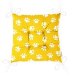 Sarı Zeminli Pati Resimli Dijital Baskılı Modern Pofuduk Sandalye Minderi Realhomes