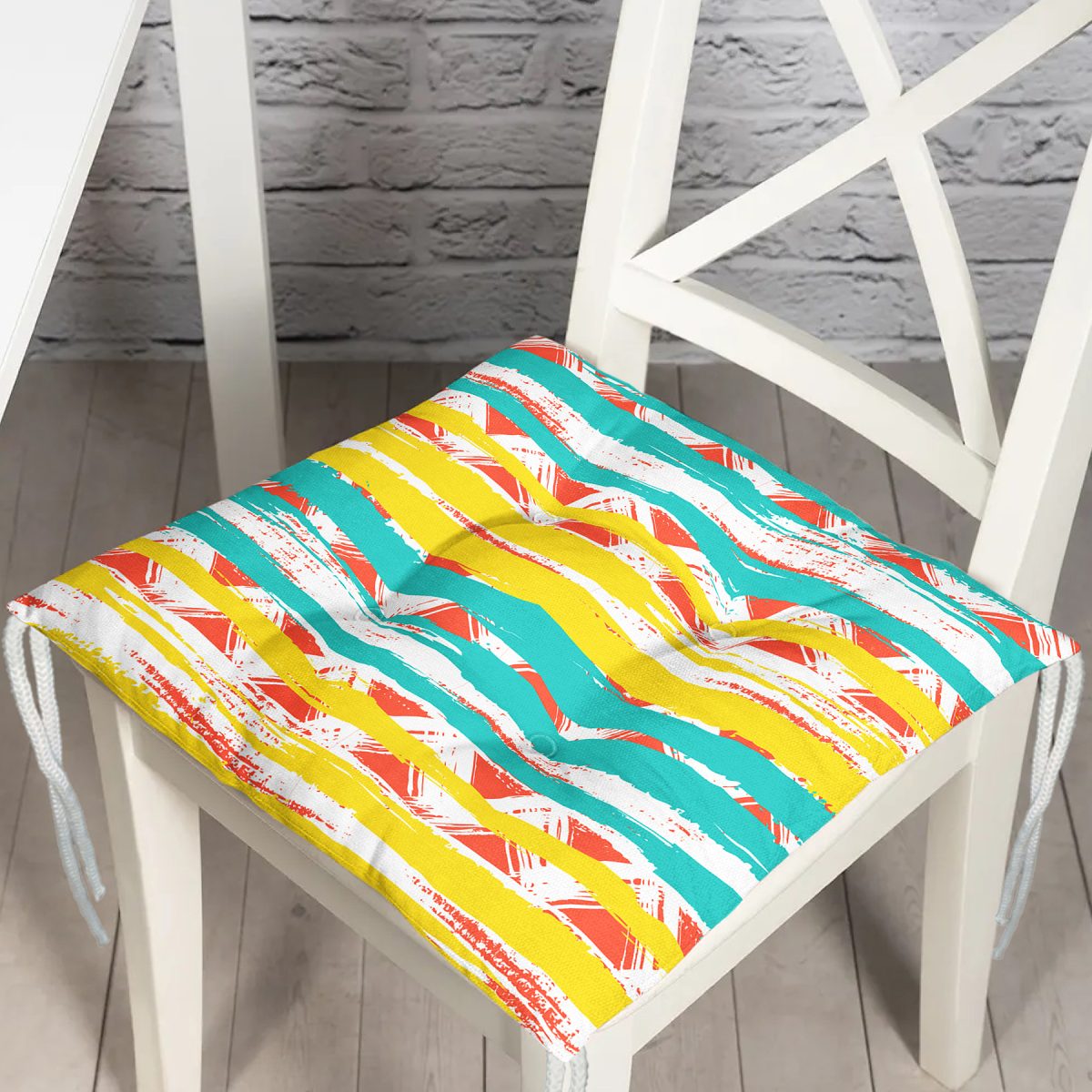 Renkli Geometrik Desenler Temalı Modern Pofuduk Sandalye Minderi Realhomes