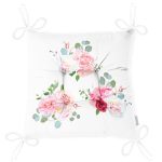 Üçlü Kanaviçe Çiçek Desenli Dijital Baskılı Pofuduk Sandalye Minderi Realhomes