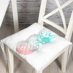 Mavi Ananas Dijital Baskılı Modern Pofuduk Sandalye Minderi Realhomes