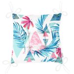 Palmiye Desenli Geometrik Şekiller Modern Pofuduk Sandalye Minderi Realhomes