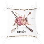 Çapraz Ok Motifli Dijital Baskılı Pofuduk Sandalye Minderi Realhomes