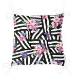 Renkli Zambak Desenli Modern Dijital Baskılı Pofuduk Sandalye Minderi Realhomes