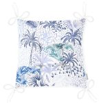 Turkuaz Palmiye Çizimli Dijital Baskılı Pofuduk Sandalye Minderi Realhomes