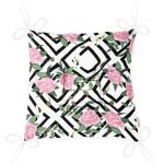 - Pofi-2534-Gorsel-2 - Realhomes Kare Temalı Gül Çizimli Modern Pofuduk Sandalye Minderi Realhomes