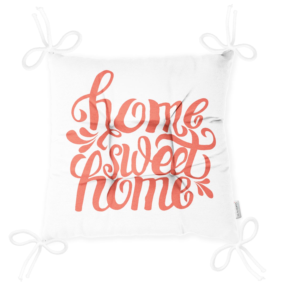 Nar Renk Home Sweet Home Modern Dijital Baskılı Pofuduk Sandalye Minderi Realhomes
