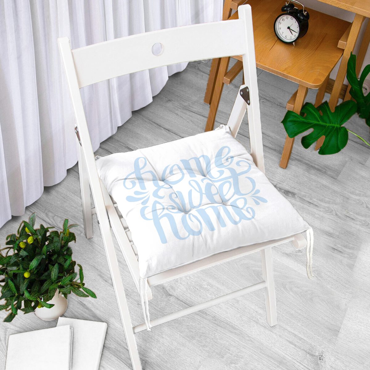 Mavi Home Sweet Home Modern Pofuduk Sandalye Minderi Realhomes