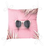 Pembe Zeminde Gold ve Leaf Özel Tasarım Pofuduk Sandalye Minderi Realhomes