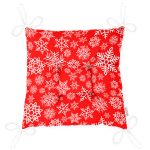 Kırmızı Zeminde Kar Tanesi Desenli Özel Tasarımlı Dijital Baskılı Modern Pofuduk Sandalye Minderi Realhomes
