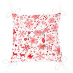 Beyaz Zemin Yılbaşı Temalı Özel Tasarımlı Dijital Baskılı Modern Pofuduk Sandalye Minderi Realhomes