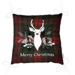 - Pofi-3038-Gorsel-2 - Realhomes  Ekose Zeminde Beyaz Geyik Baskılı Özel Tasarımlı Dijital Baskılı Modern Pofuduk Sandalye Minderi Realhomes