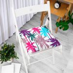 - Pofi-3248-Gorsel-1 - Realhomes Realhomes Renkli Palmiyeler Özel Tasarımlı Dijital Baskılı Modern Pofuduk Sandalye Minderi Realhomes