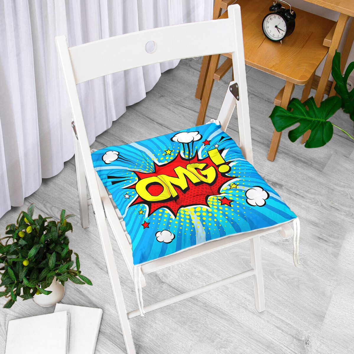 OMG Desenli Özel Tasarım Modern Dijital Baskılı Pofuduk Sandalye Minderi Realhomes