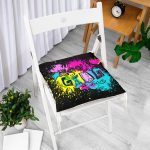 - Pofi-3303-Gorsel-1 - Realhomes Siyah Zeminde Cool Tasarımlı Dijital Baskılı Pofuduk Sandalye Minderi Realhomes