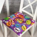 - Pofi-3416-Gorsel - Realhomes Mor Zeminli Pop Art Özel Tasarım Dijital Baskılı Modern Pofuduk Sandalye Minderi Realhomes