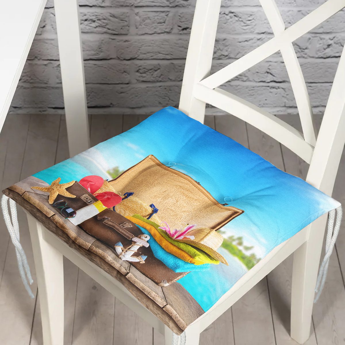 Özel Tasarımlı Tatil Temalı Modern Pofuduk Sandalye Minderi Realhomes