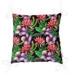 Siyah Zeminde Suluboya Tropik Bitkiler Tasarımlı Modern Pofuduk Sandalye Minderi Realhomes