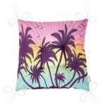 Renkli Zeminde Palmiye Motifli Dijital Baskılı Modern Pofuduk Sandalye Minderi Realhomes