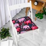 - Pofi-3449-Gorsel-1 - Realhomes  Rengarenk Fil Motifli Özel Seri Dijital Baskılı Modern Pofuduk Sandalye Minderi Realhomes