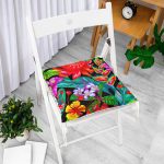 - Pofi-3450-Gorsel-1 - Realhomes Yaprak Motifli Dijital Baskılı Modern Pofuduk Sandalye Minderi Realhomes